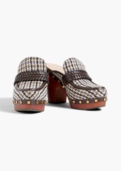 Veronica Beard - Delia leather-trimmed tweed platform clogs - Brown - US 10
