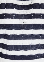 Veronica Beard - Dera striped pointelle-knit top - White - L