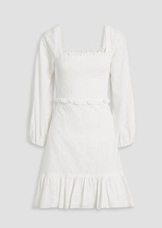 Veronica Beard - Dinise shirred broderie anglaise cotton mini dress - White - US 14