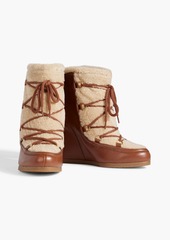 Veronica Beard - Elfred leather and shearling wedge boots - Brown - US 6