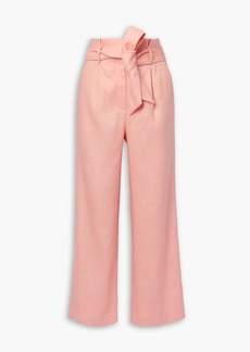 Veronica Beard - Elice cropped belted linen-blend wide-leg pants - Orange - US 8
