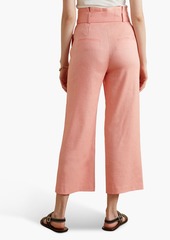 Veronica Beard - Elice cropped belted linen-blend wide-leg pants - Orange - US 10
