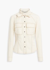 Veronica Beard - Elodie tie-neck denim shirt - White - US 0