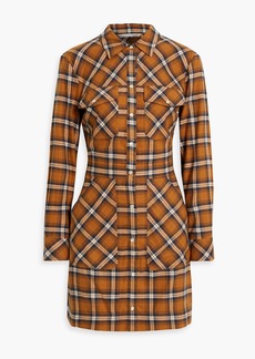 Veronica Beard - Fern checked cotton-flannel mini shirt dress - Brown - US 2