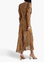 Veronica Beard - Ferrara ruched printed silk-crepe maxi dress - Yellow - US 0
