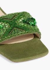 Veronica Beard - Finlee embellished suede mules - Green - US 10