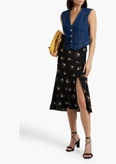 Veronica Beard - Franconia wrap-effect floral-print silk-blend jacquard midi skirt - Black - US 2