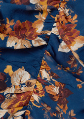 Veronica Beard - Hedera ruched floral-print silk-chiffon mini dress - Blue - US 6