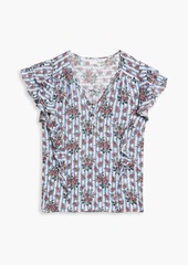 Veronica Beard - Joi ruffled printed cotton-voile top - Blue - US 6