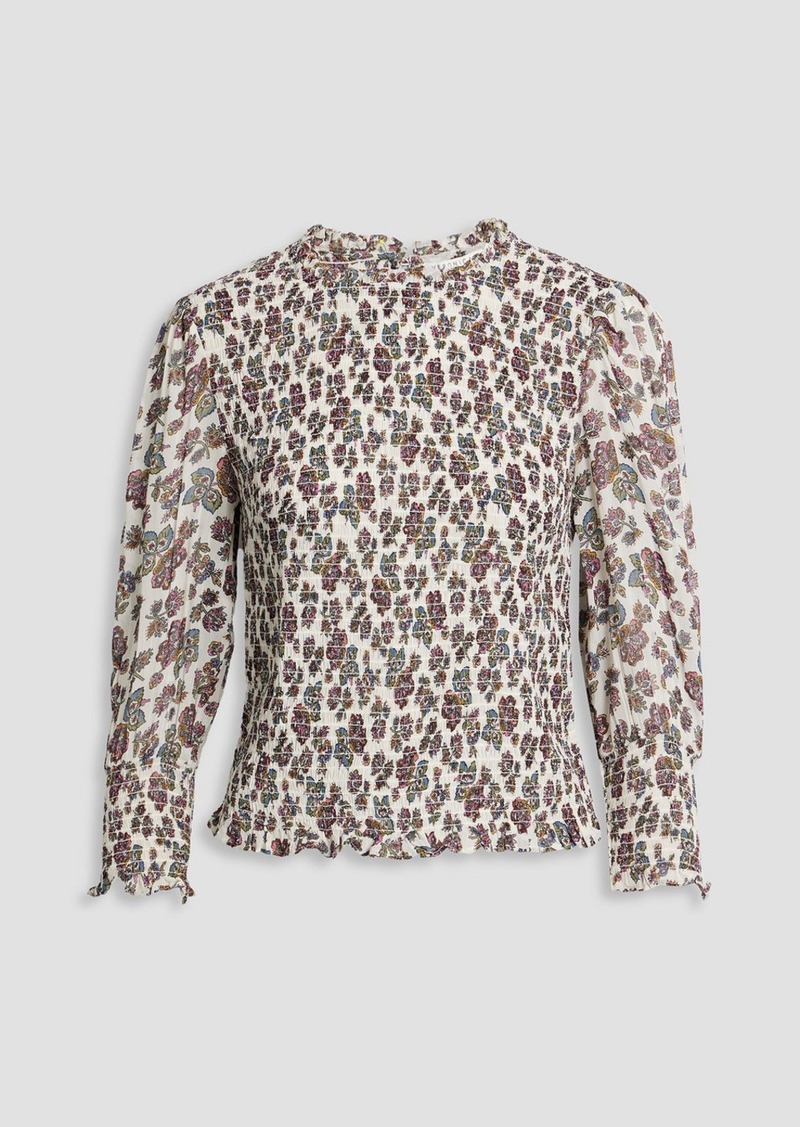 Veronica Beard - Kali shirred floral-print chiffon top - White - US 12