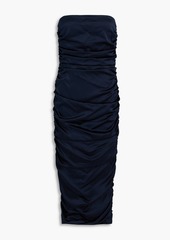 Veronica Beard - Kupa strapless floral-print stretch-silk satin midi dress - Brown - US 12