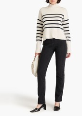 Veronica Beard - Lancetti striped cotton turtleneck sweater - White - L