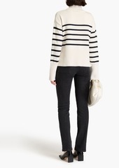 Veronica Beard - Lancetti striped cotton turtleneck sweater - White - L