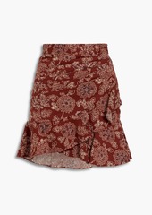 Veronica Beard - Lyndsay wrap-effect floral-print stretch-cotton poplin mini skirt - Red - US 14