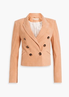 Veronica Beard - Nevis cropped double-breasted suede jacket - Orange - US 4