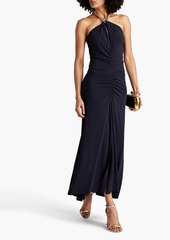 Veronica Beard - Reze chain-embellished stretch-jersey halterneck maxi dress - Blue - L