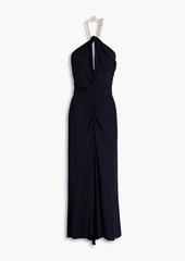 Veronica Beard - Reze chain-embellished stretch-jersey halterneck maxi dress - Blue - L