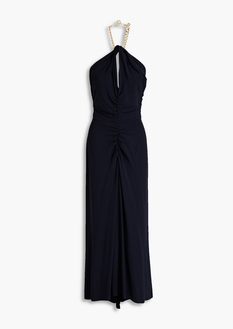 Veronica Beard - Reze chain-embellished stretch-jersey halterneck maxi dress - Blue - L