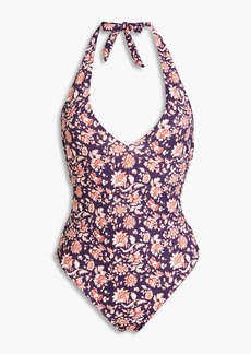 Veronica Beard - Salis floral-print halterneck swimsuit - Purple - XS