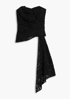 Veronica Beard - Selima strapless draped cotton-blend corded lace top - Black - US 8
