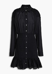 Veronica Beard - Shirred cotton mini shirt dress - Black - US 2