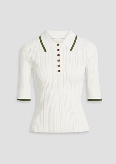 Veronica Beard - Soza pointelle-knit polo shirt - White - XS