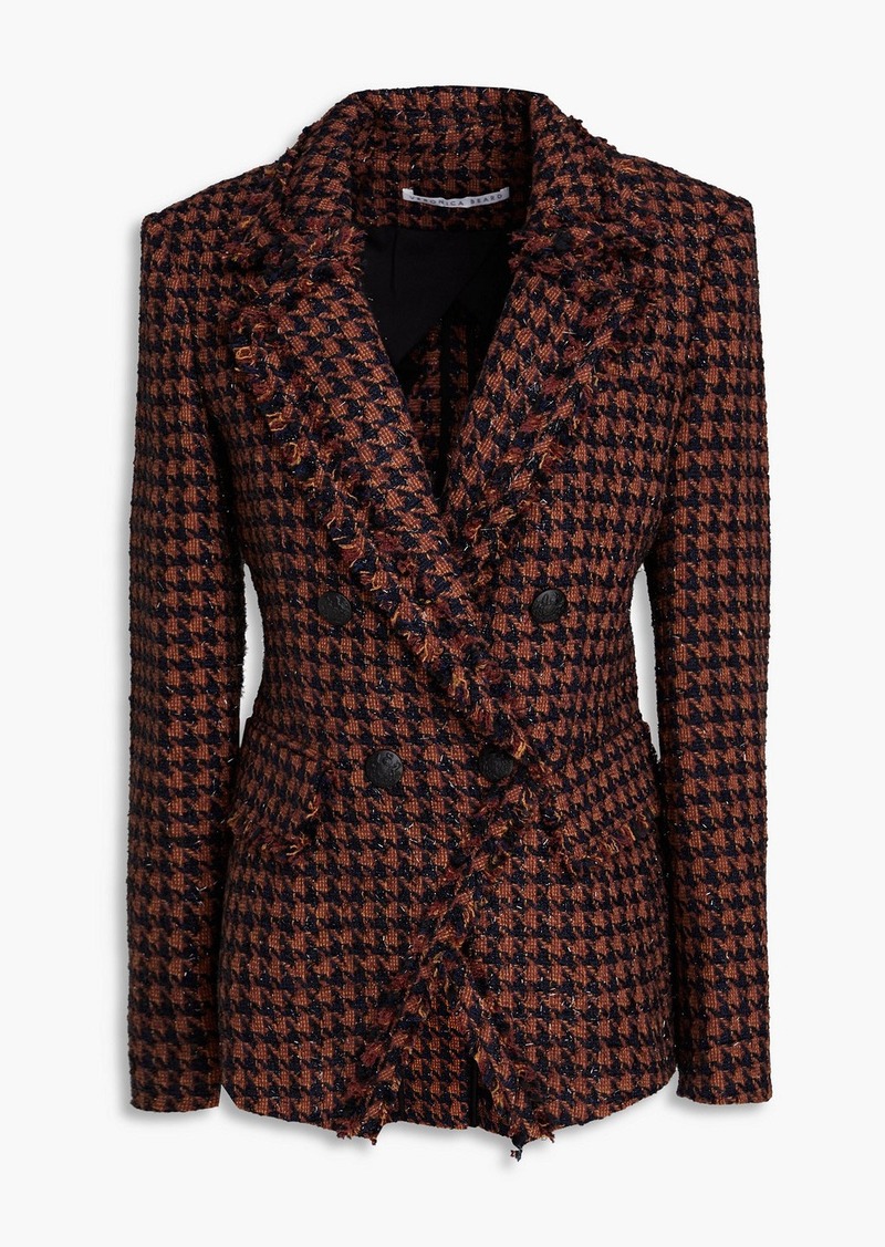 Veronica Beard - Taja Dickey double-breasted houndstooth cotton-blend tweed blazer - Brown - US 00