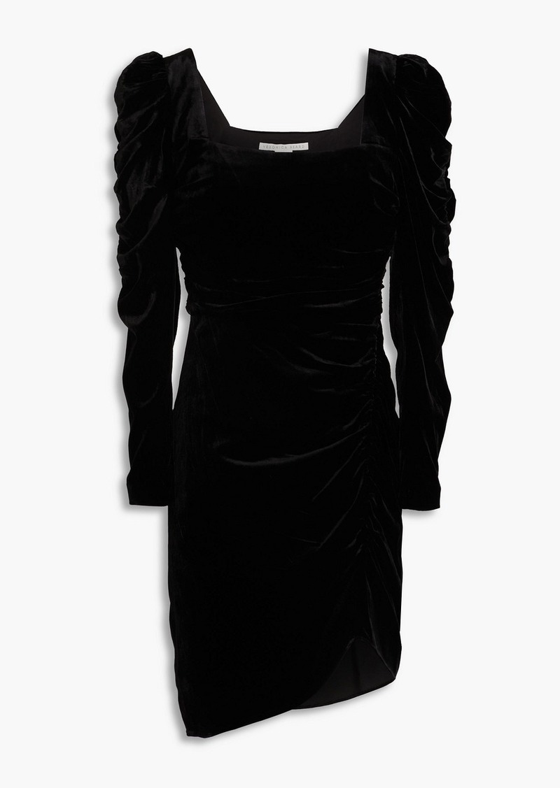 Veronica Beard - Toki ruched crushed-velvet mini dress - Black - US 0