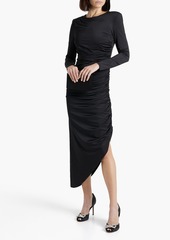 Veronica Beard - Tristana asymmetric ruched stretch-jersey midi dress - Black - US 00