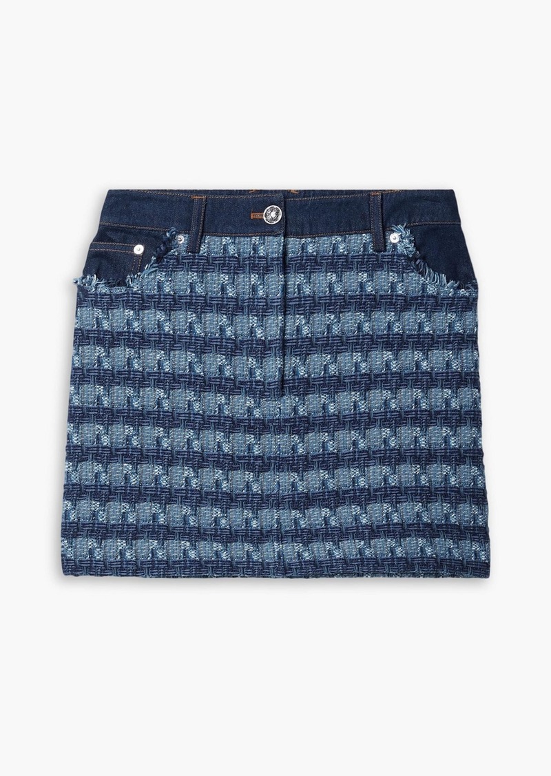 Veronica Beard - Trufino cotton-blend tweed and denim mini skirt - Blue - US 0