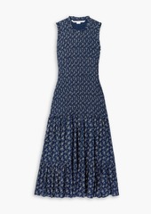 Veronica Beard - Verena floral-print shirred cotton midi dress - Blue - US 2