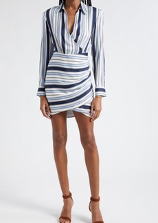 Veronica Beard Arceli Stripe Long Sleeve Wrap Mini Shirtdress