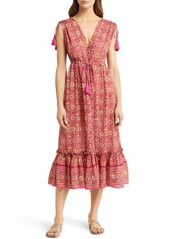 Veronica Beard Arjuna Tassel Tie Midi Dress