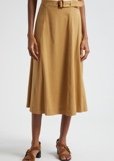Veronica Beard Arwen Belted Linen Blend Skirt