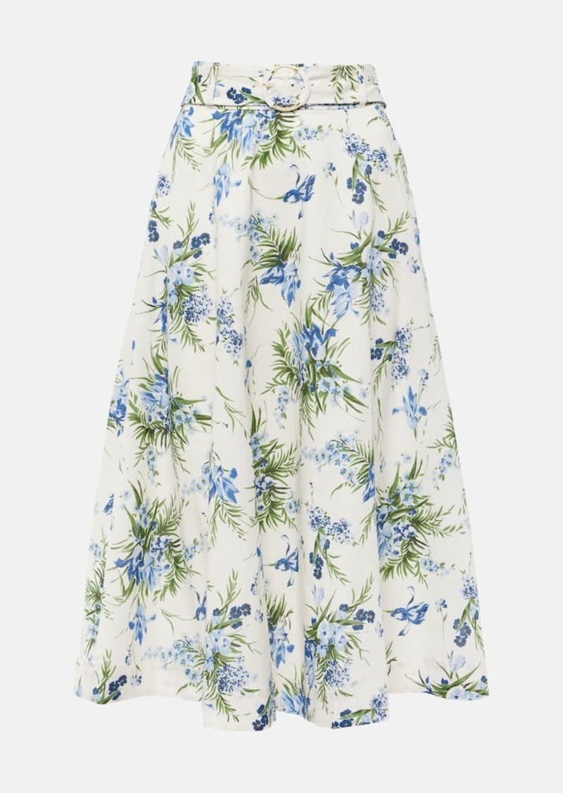 Veronica Beard Arwen floral cotton midi skirt