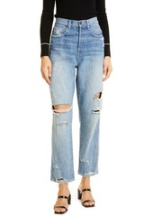 Veronica Beard Blake Destroyed Straight Leg Jeans in Clearwater at Nordstrom