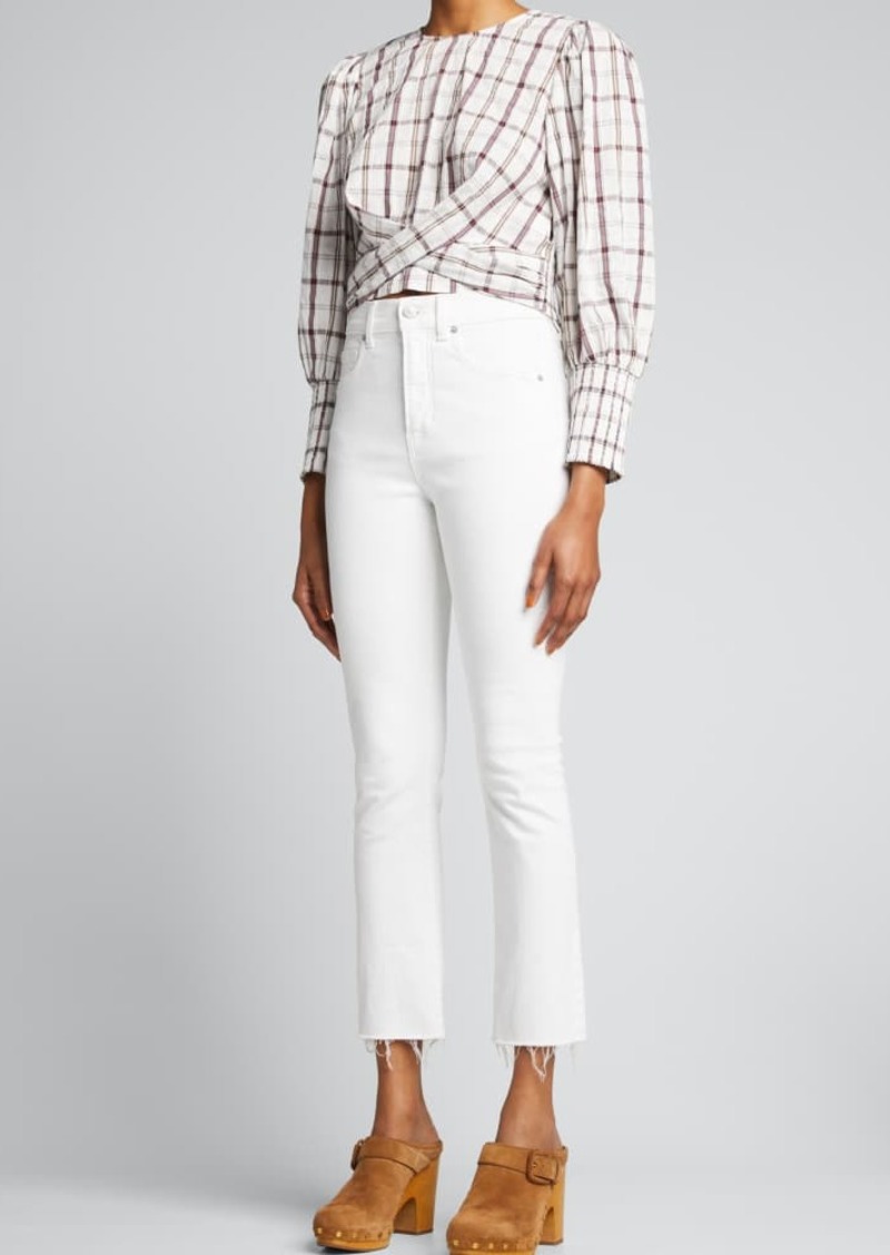 Veronica Beard Carly Kick Flare Jeans with Raw Hem