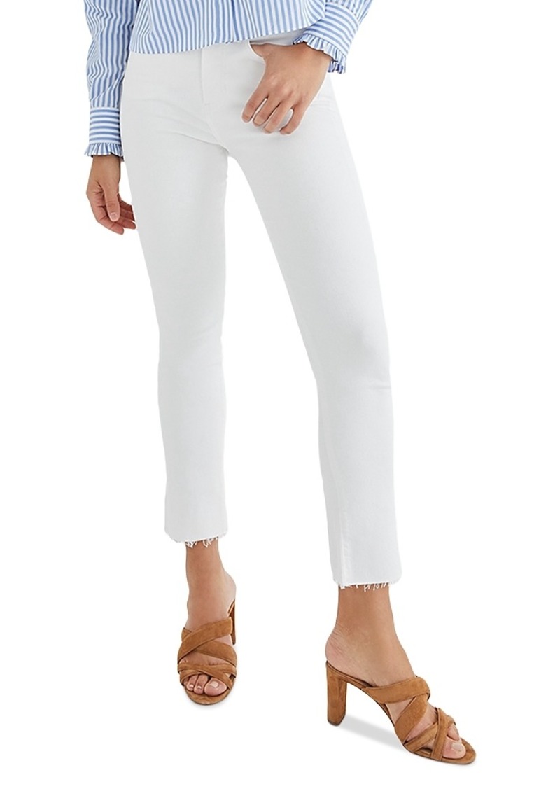 Veronica Beard Carly Raw Hem High Rise Kick Flare Cropped Jeans in White