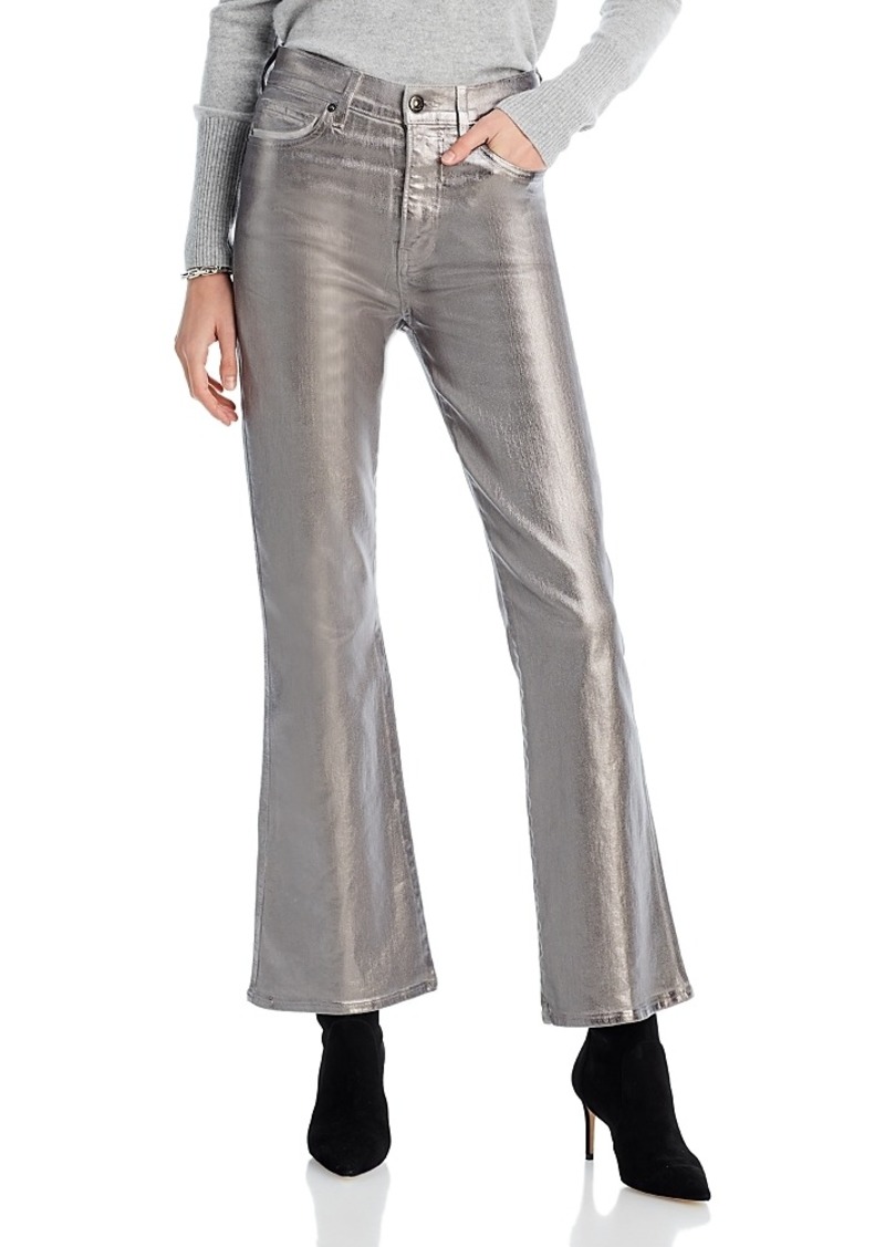 Veronica Beard Carson Metallic High Rise Flare Jeans in Light Gunmetal