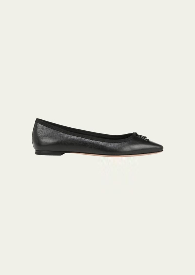 Veronica Beard Catherine Leather Bow Ballerina Flats