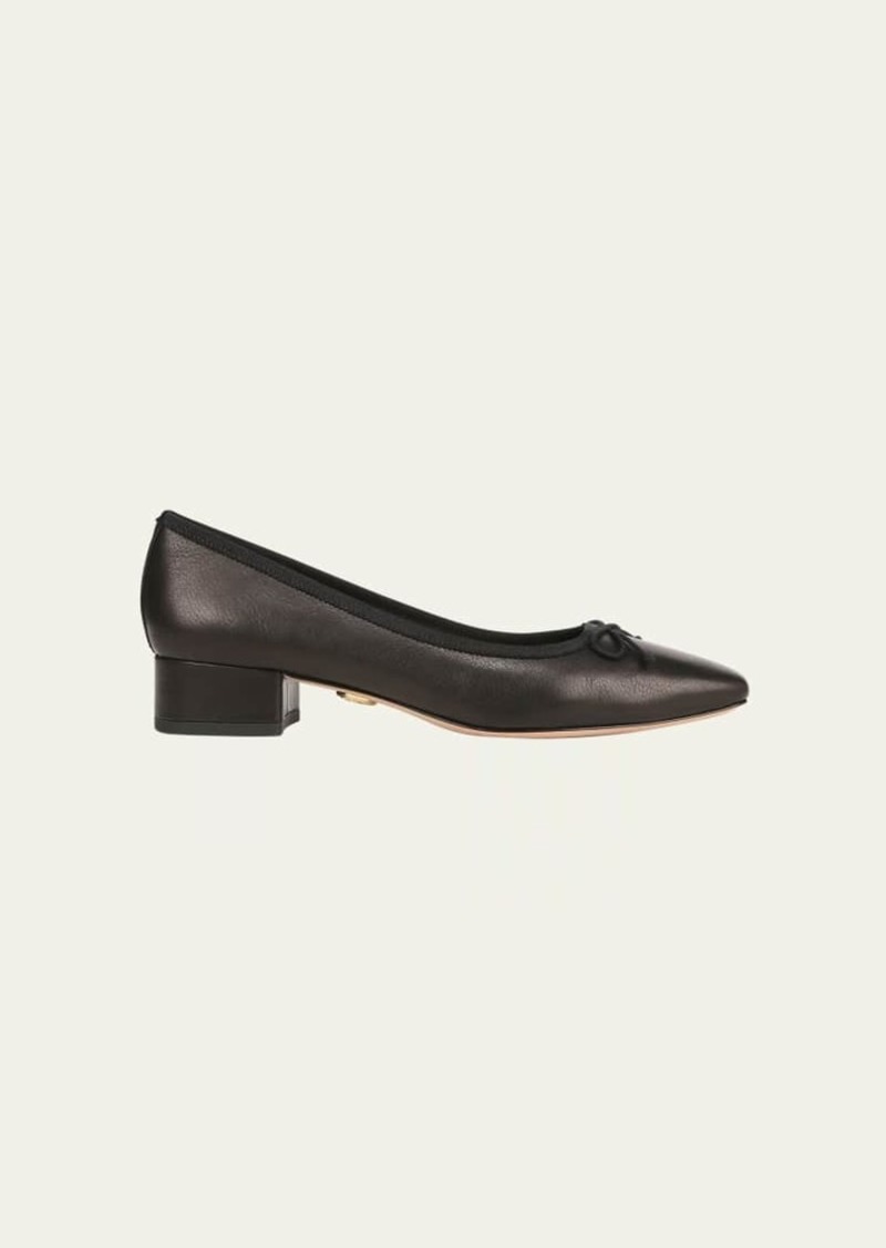 Veronica Beard Cecelia Leather Block-Heel Ballerina Pumps