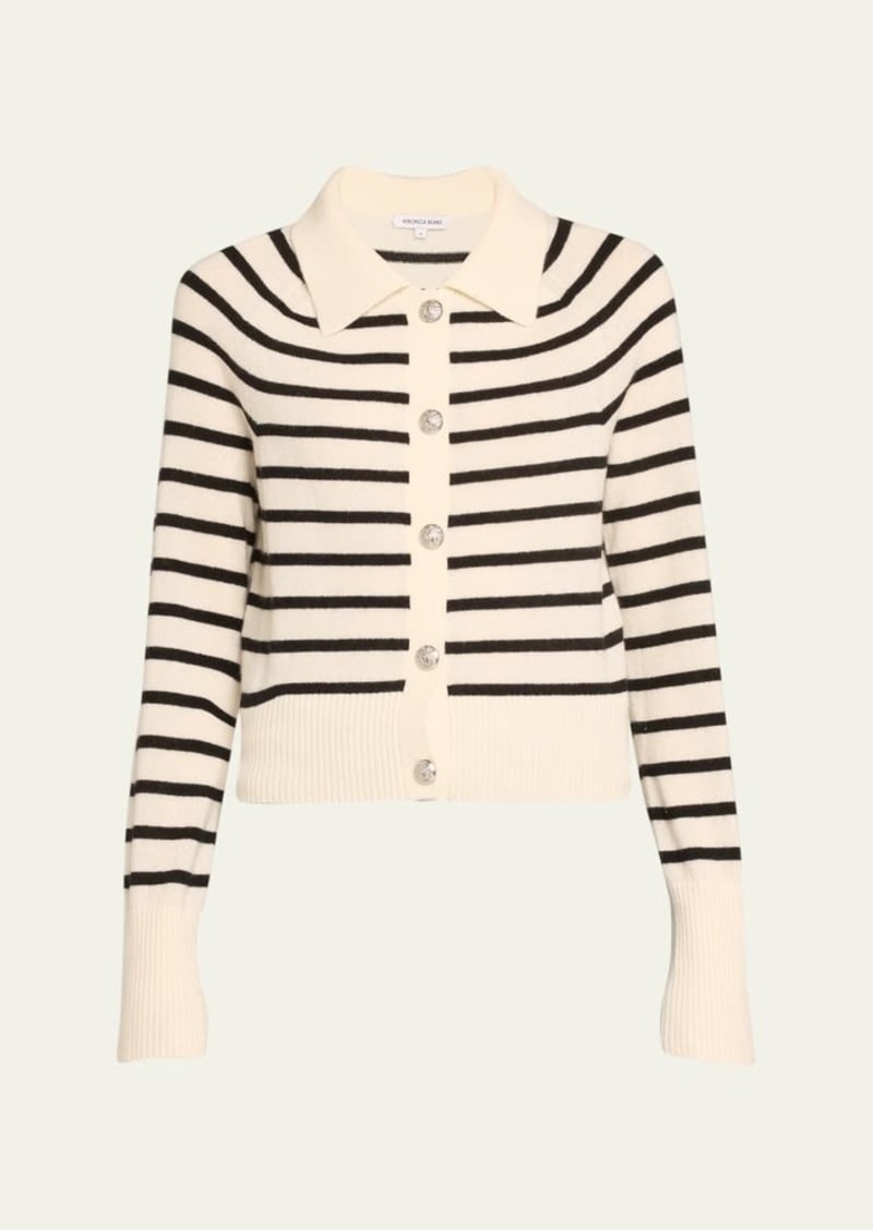 Veronica Beard Cheshire Striped Cashmere Cardigan