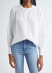 Veronica Beard Constanza Smocked Front Button-Up Shirt