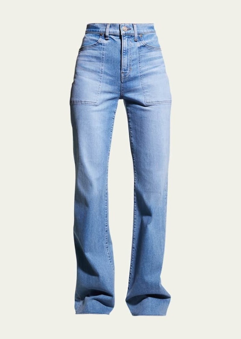 Veronica Beard Crosbie Wide-Leg Jeans with Pocket Details