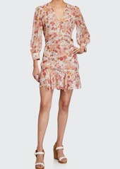 Veronica Beard Cybil Floral Metallic Button-Front Dress