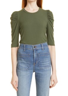 Veronica Beard Dansby Ribbed Top in Sage at Nordstrom