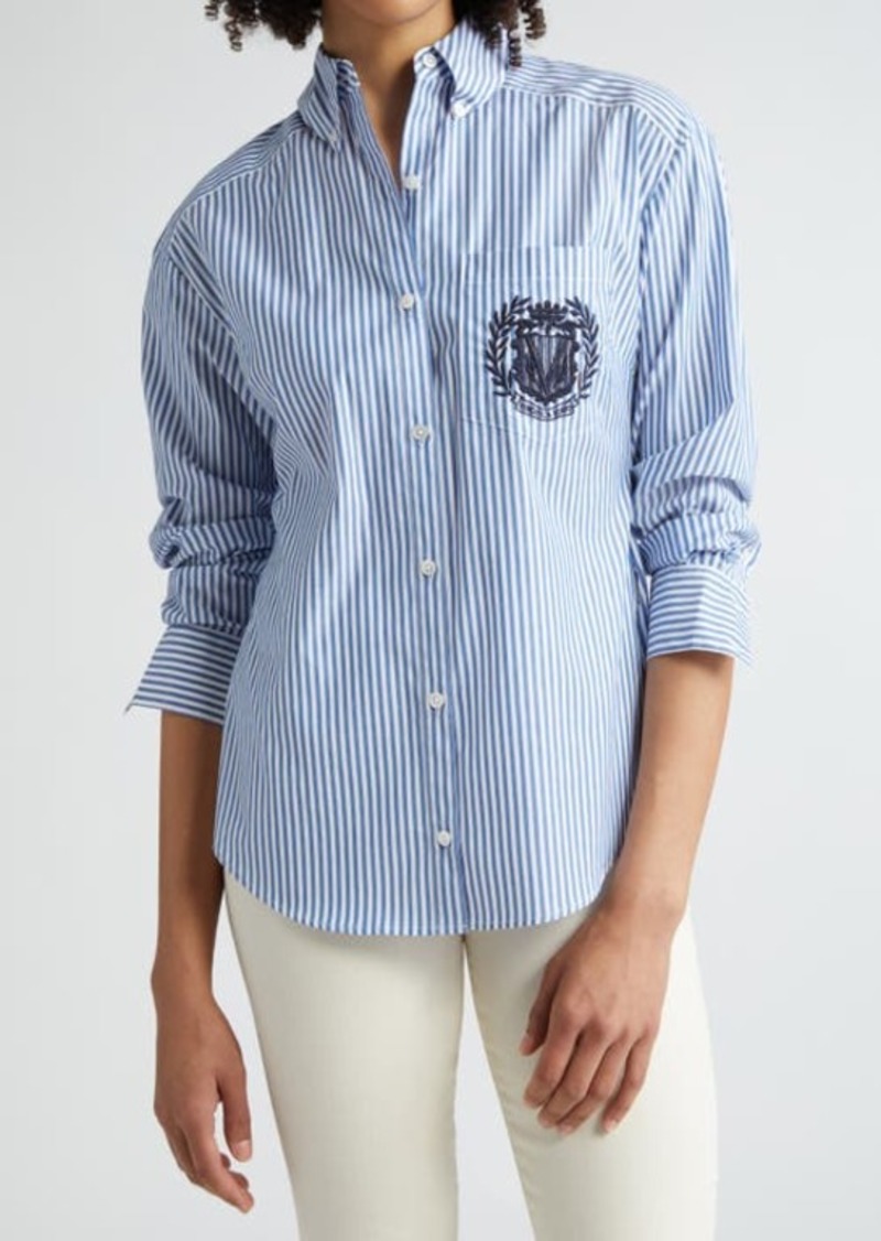 Veronica Beard Daroda Stripe Cotton Poplin Button-Up Shirt