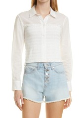 Veronica Beard Emersyn Smocked Cotton Button-Up Shirt