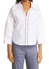 Veronica Beard Glenda Stretch Cotton Shirt in White at Nordstrom