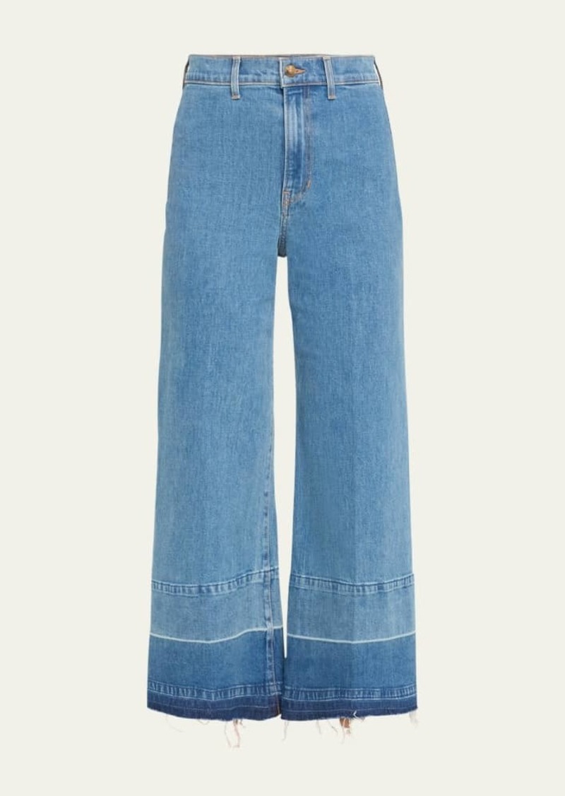 Veronica Beard Grant Wide-Leg Crop Jeans with Deep Released Hem